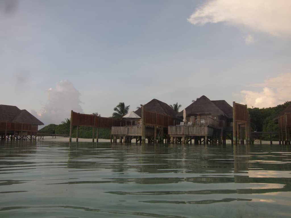 A view of the two water villas to our right.