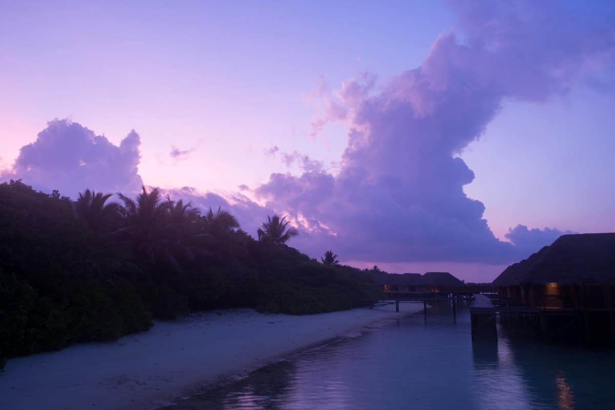Lots of great shots on the wooden platforms leading out to the water villas. This was taken at sunrise.