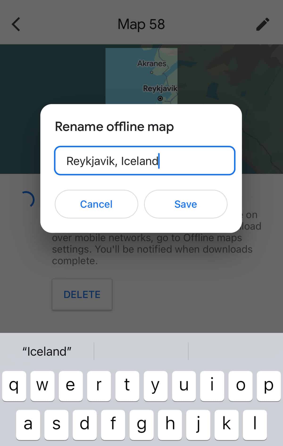 renaming offline google maps