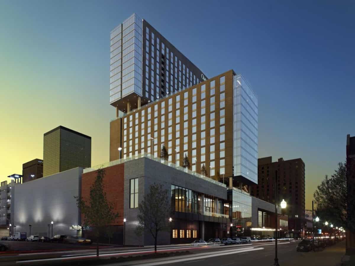 exterior street view of omni louisville hotel