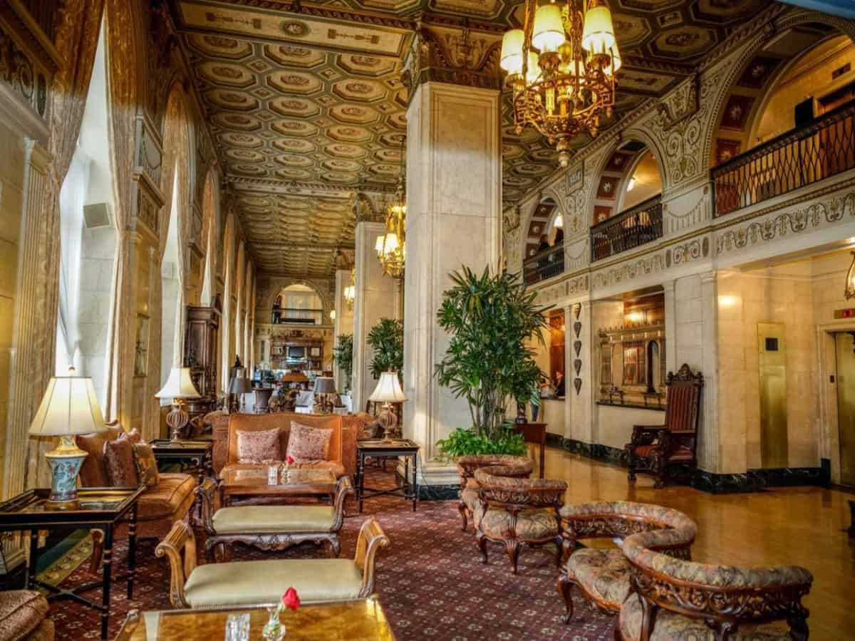 grand lounge area of the brown hotel