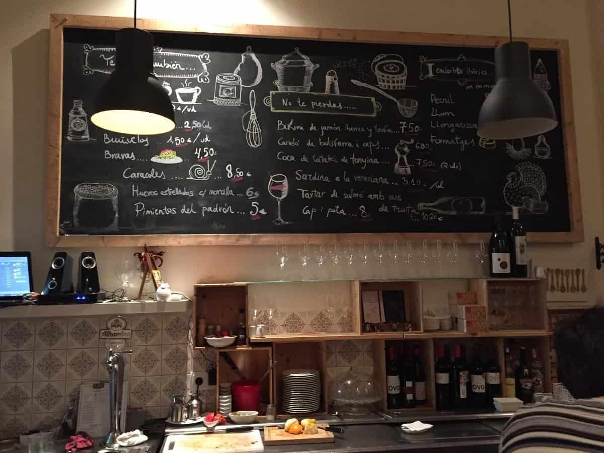 Top 10 Tapas Bars In Barcelona tapas menu in la xula taperia