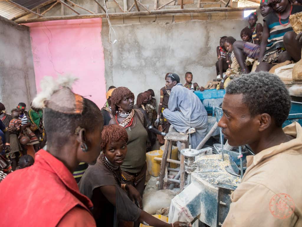 omo valley ethiopia itinerary grain grinding station in dimeka