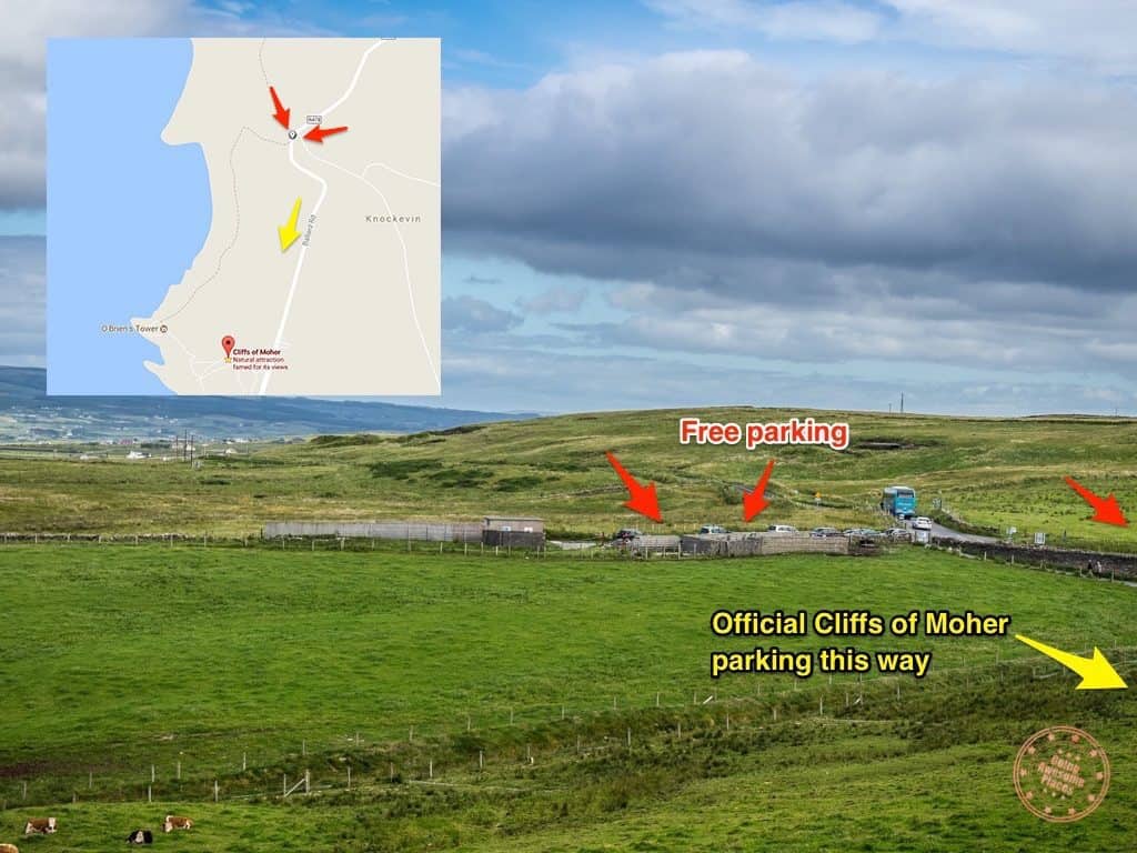 Directions to get free parking at Cliffs of Moher