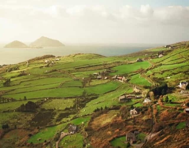 overlooking hills of ireland coast