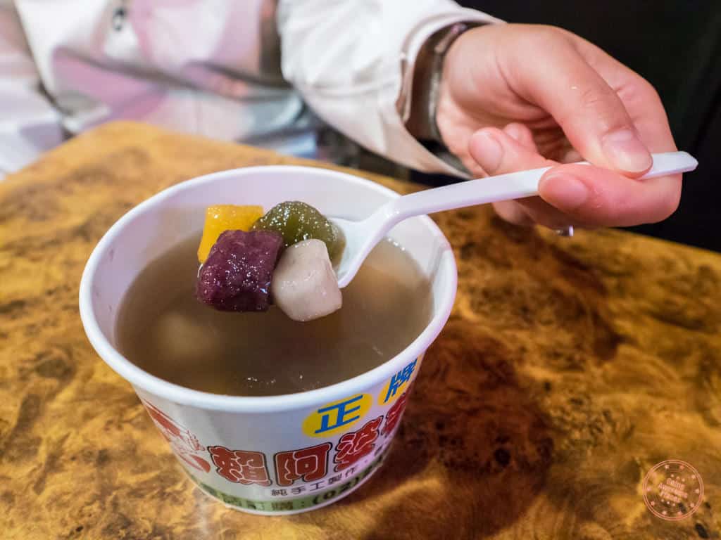 Sweet Potato, Taro and Green Tea Balls in Juifen