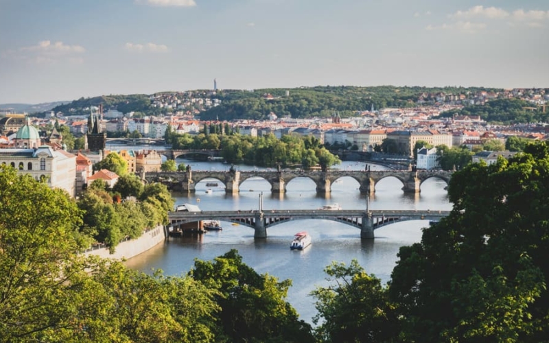 beautiful prague photography of the vltava river from letna park