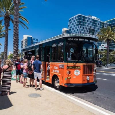boarding old town trolley tour in san diego