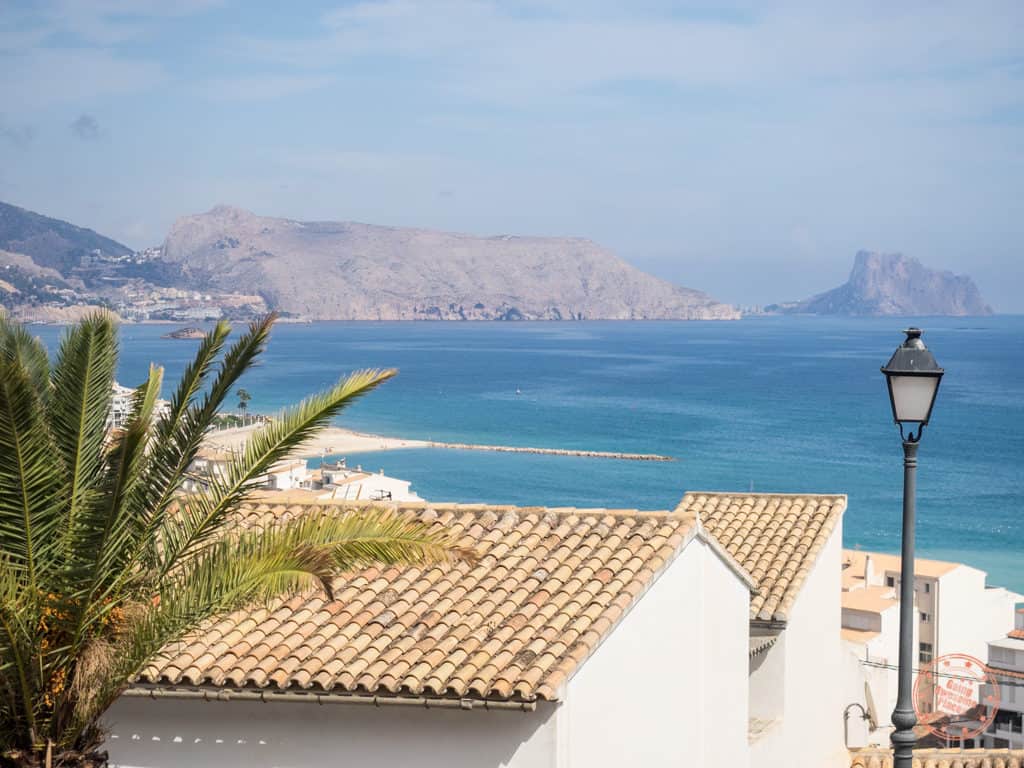 view of coast from altea in spain with white houses