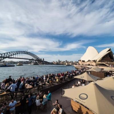 sydney opera house with harbour bridge and bar in view
