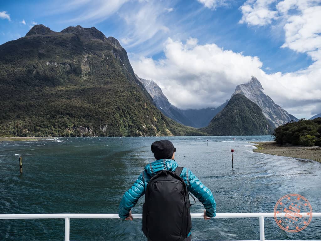 will at milford sound with mitre peak in background