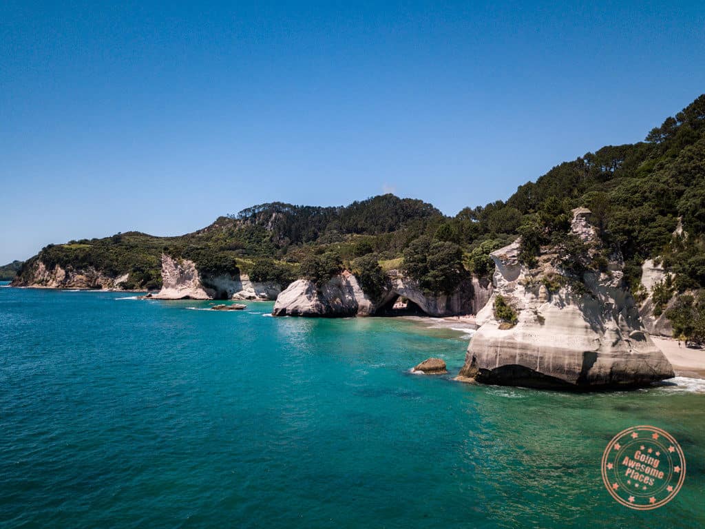 catherdal cove aerial new zealand guide