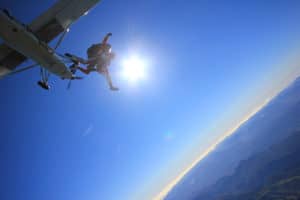 doing the running man in the air as we jump out of the plane in new zealand