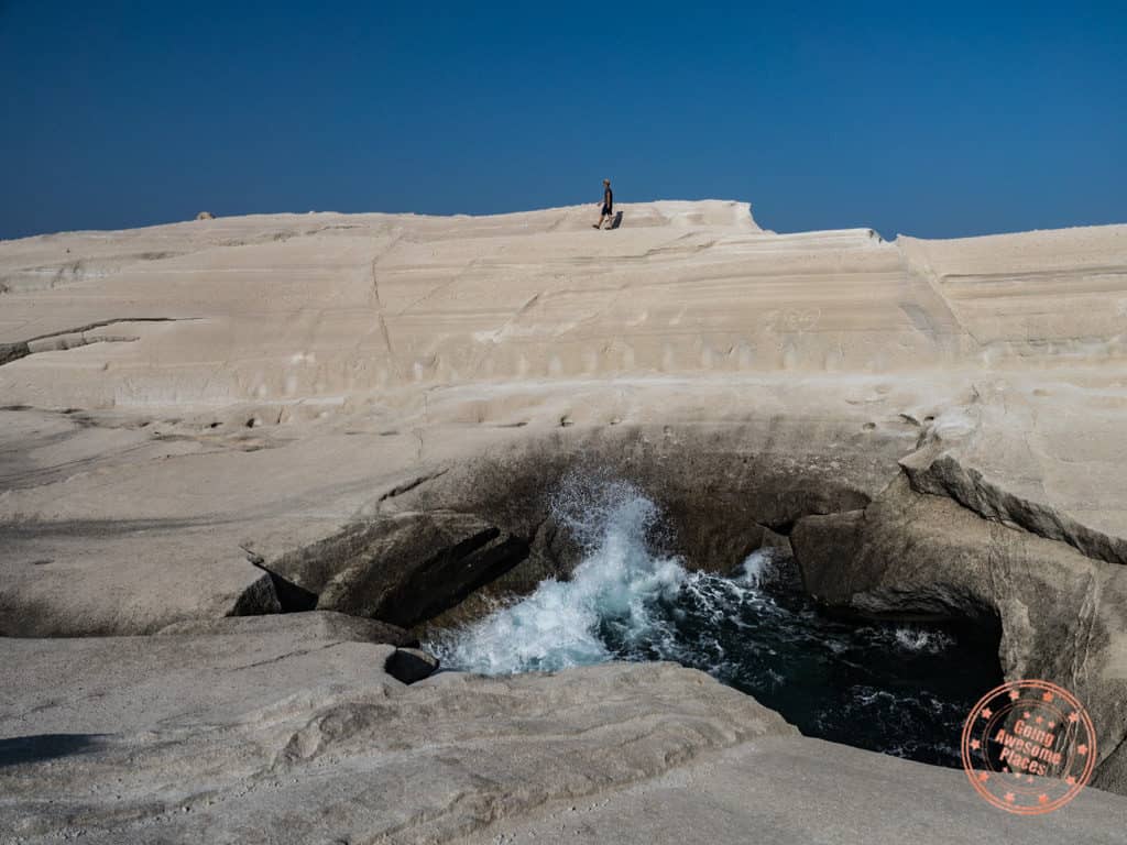 walking on sarakiniko beach