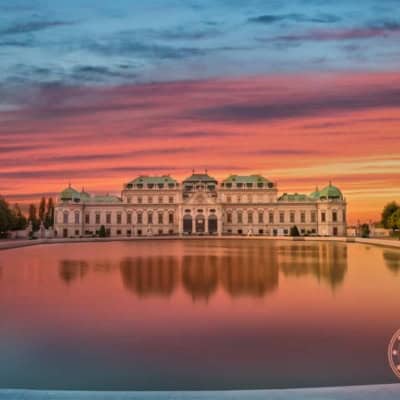 belvedere palace sunset reflections