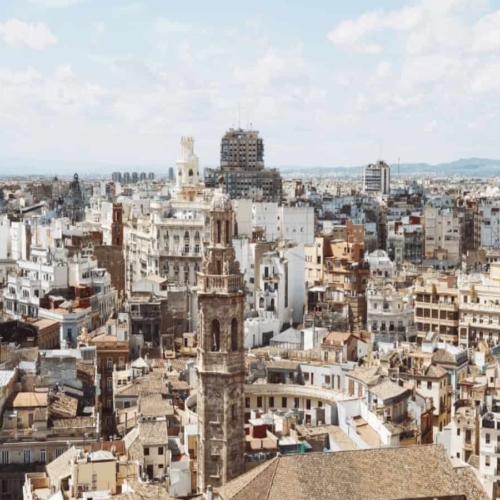 aerial view over city of valencia