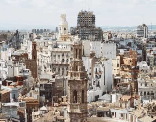 aerial view over city of valencia
