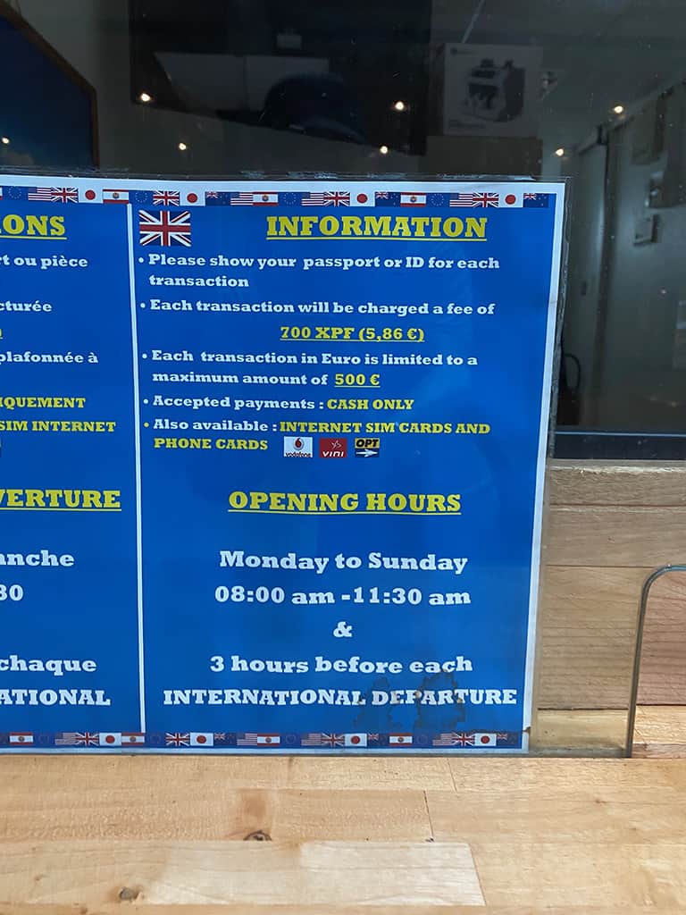 tahiti airport exchange hours pricing