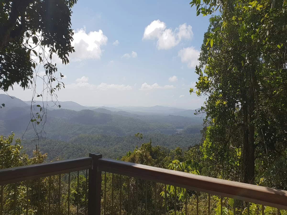view overlooking barron gorge national park from lookout point in kuranda
