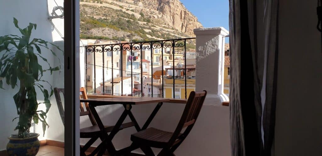 alicante airbnb in old town with view of castle