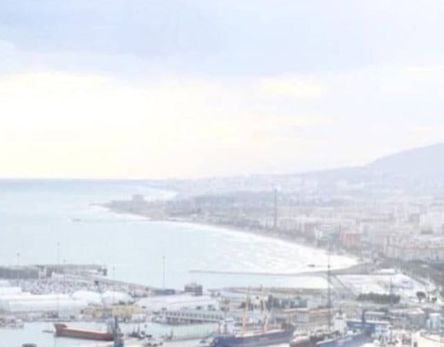 overlook of malaga spain coast with boats on water
