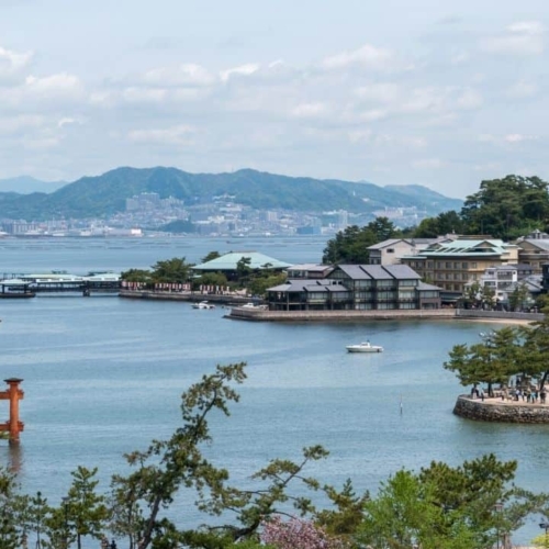 ocean view of famous monument in Hiroshima