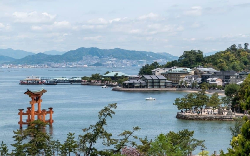 ocean view of famous monument in Hiroshima