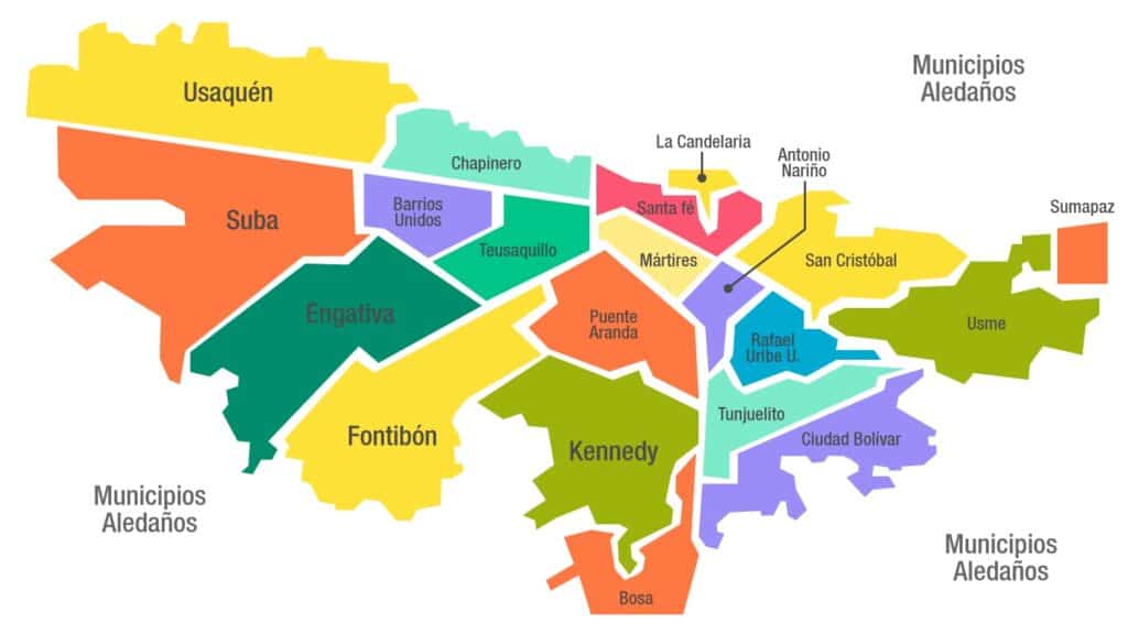 bogota colombia neighbourhoods map