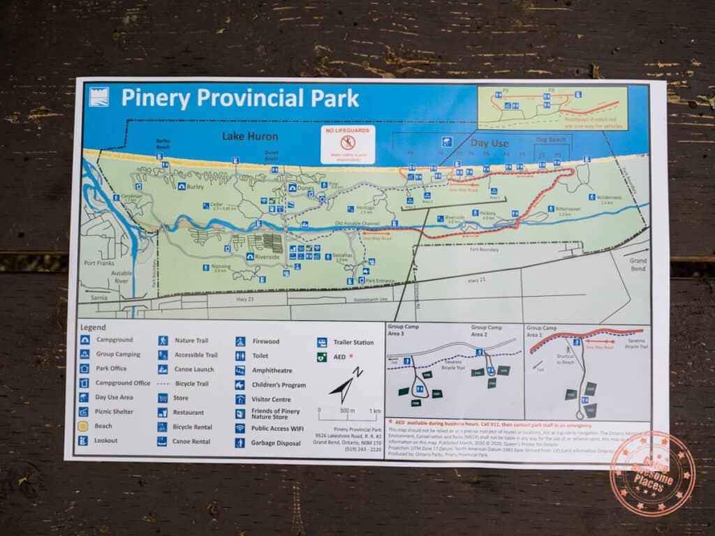 pinery provincial park guide map overview