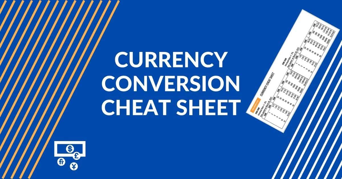 Pocket Sized Currency Conversion Cheat Sheet For Travellers 40 OFF