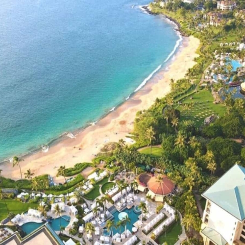 aerial view over maui coast