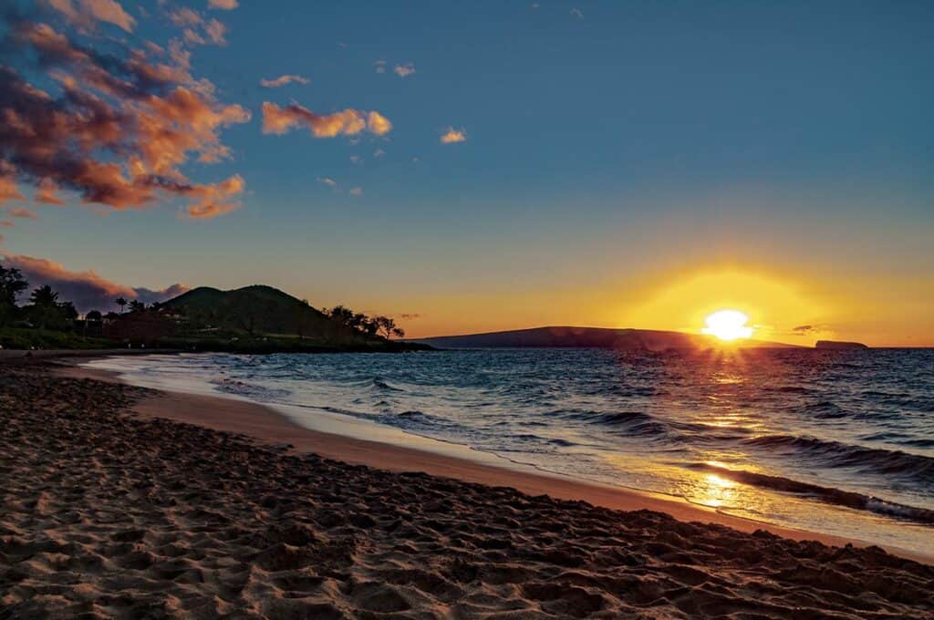 turtle beach at sunset in maui hawaii