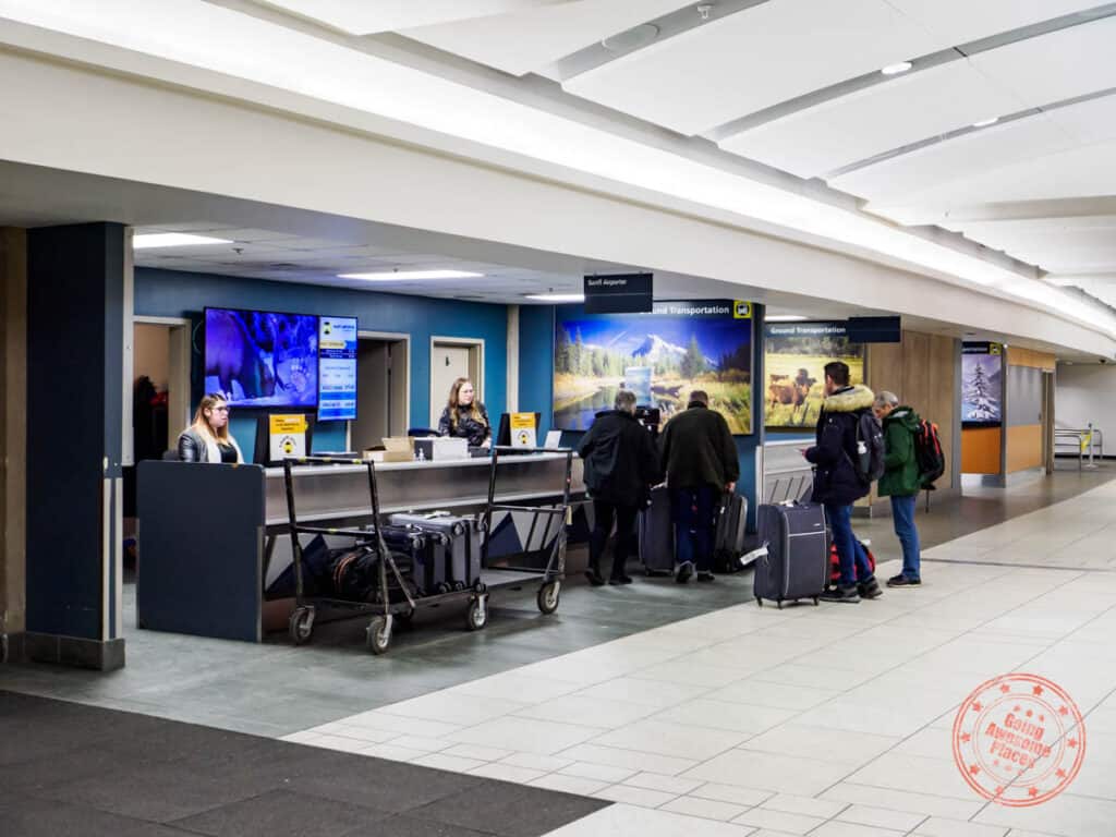 banff airporter check in desk at calgary airport