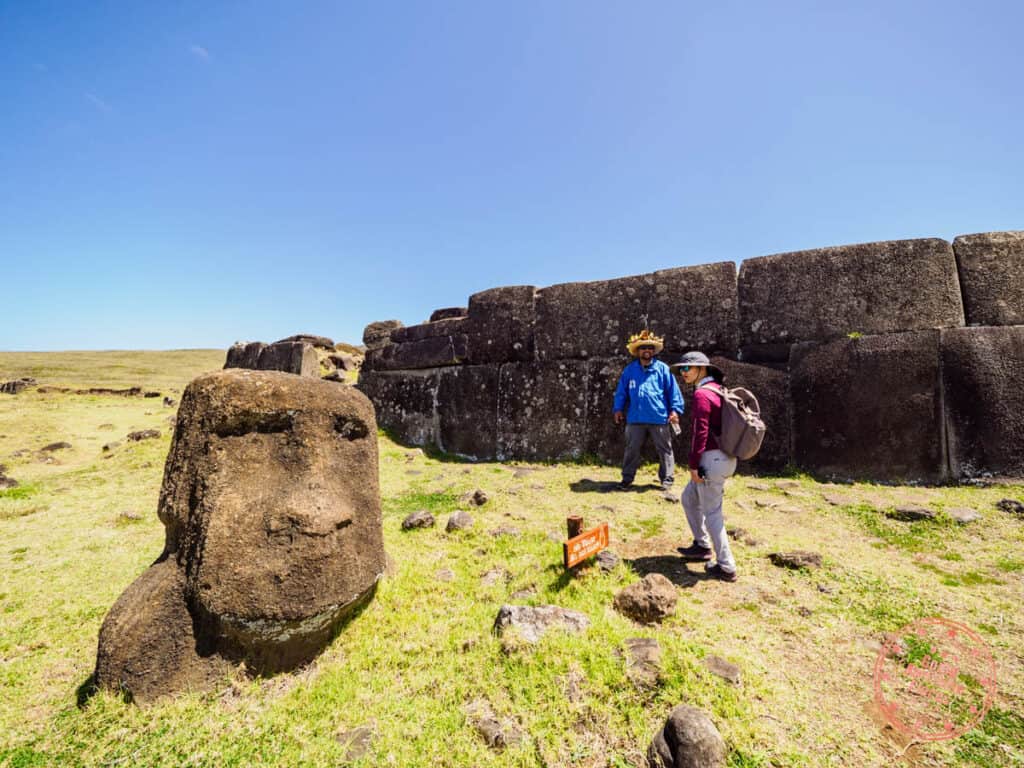 vinapu ahu tahira back wall and half sunken moai