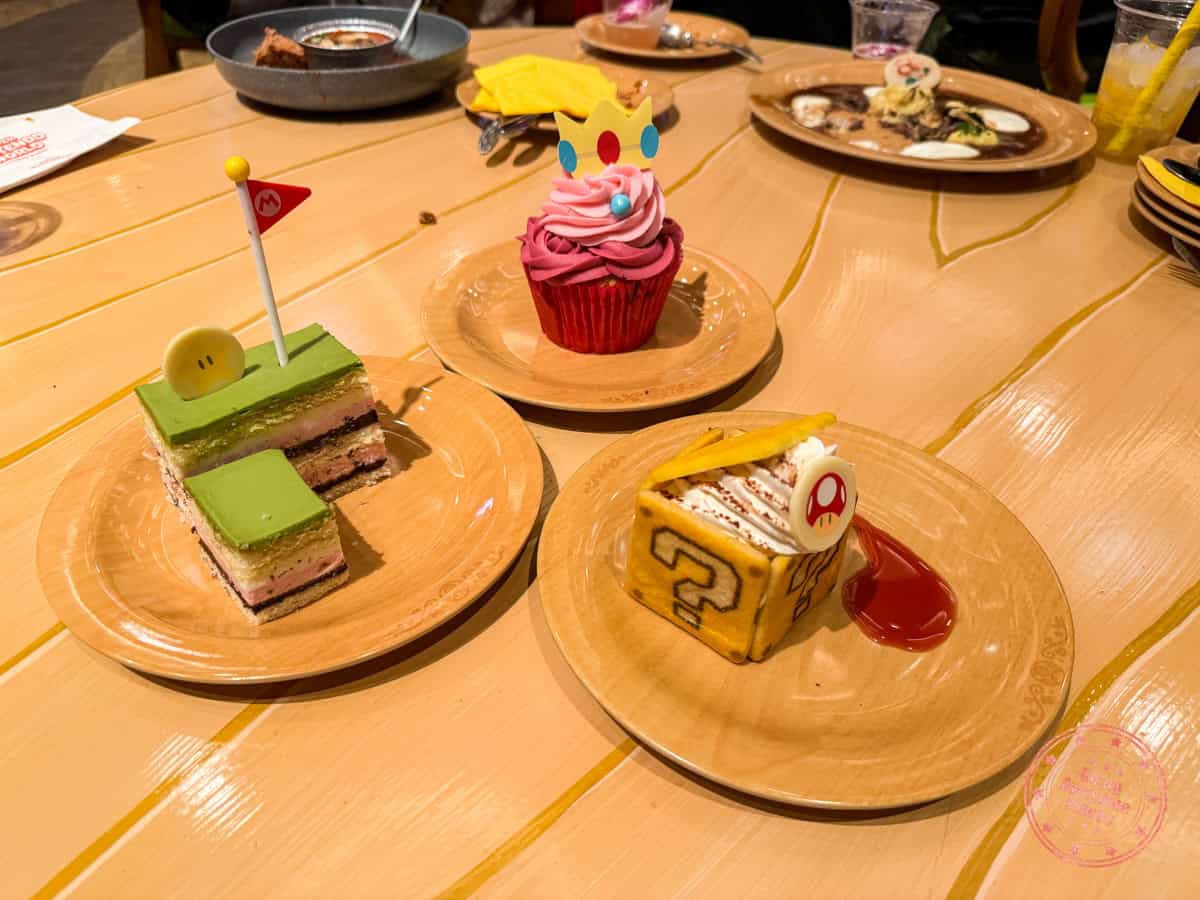 all 3 desserts available at toadstool cafe in super nintendo world california