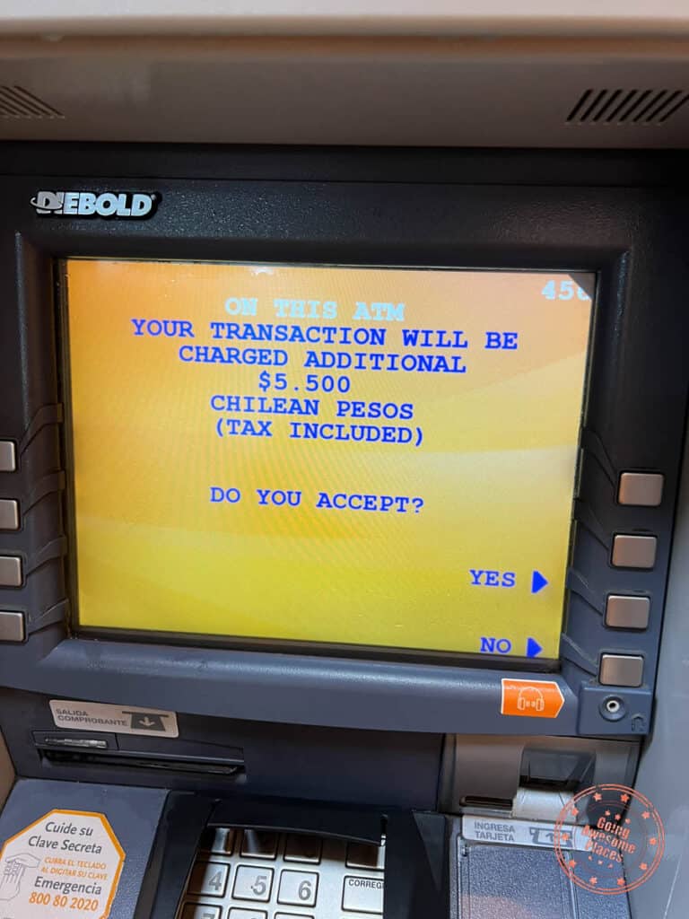 banco estado is the cheapest atm for international withdrawals in chile