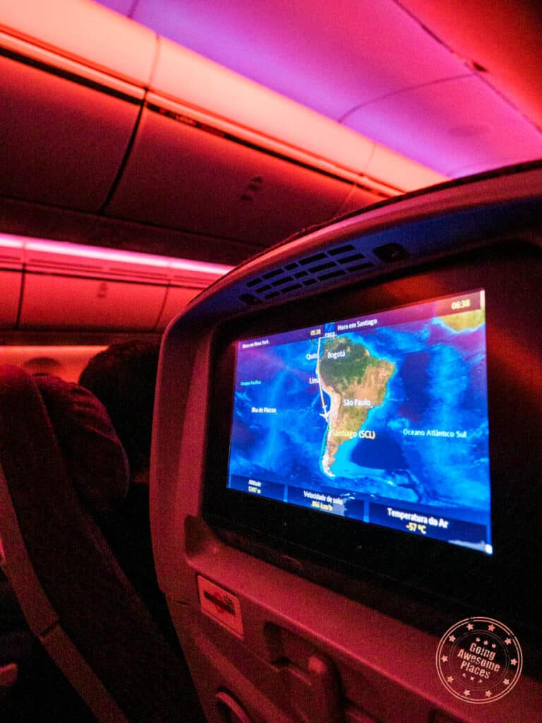 latam flight to santiago route display