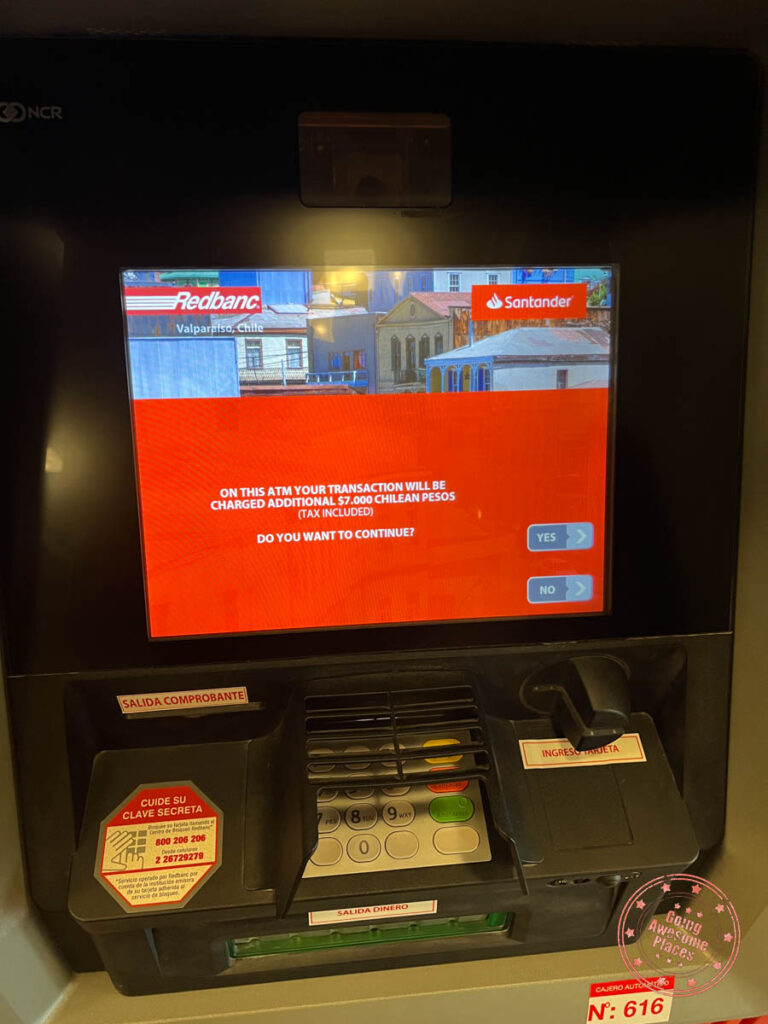 santander atm withdrawal fee for international debit cards in chile