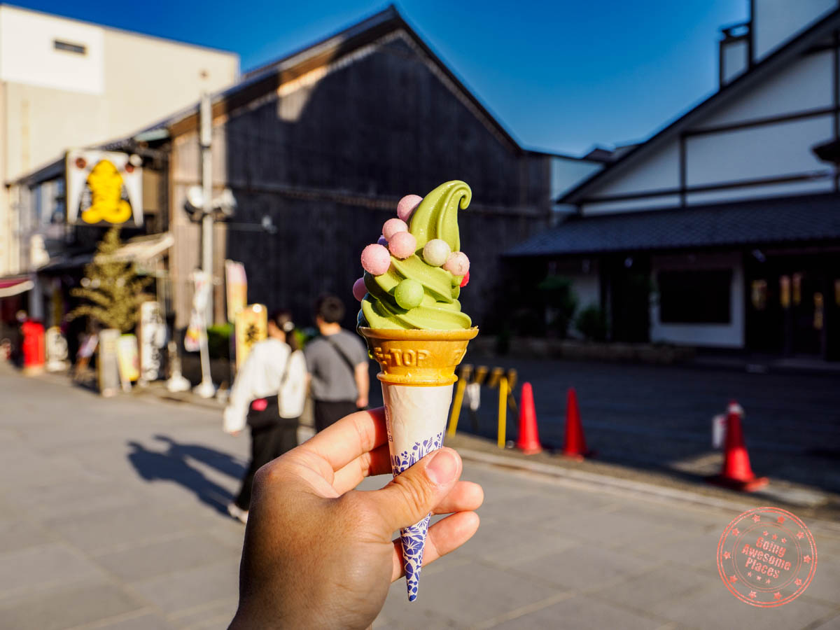 kotohira ice cream matcha soft serve with oiri