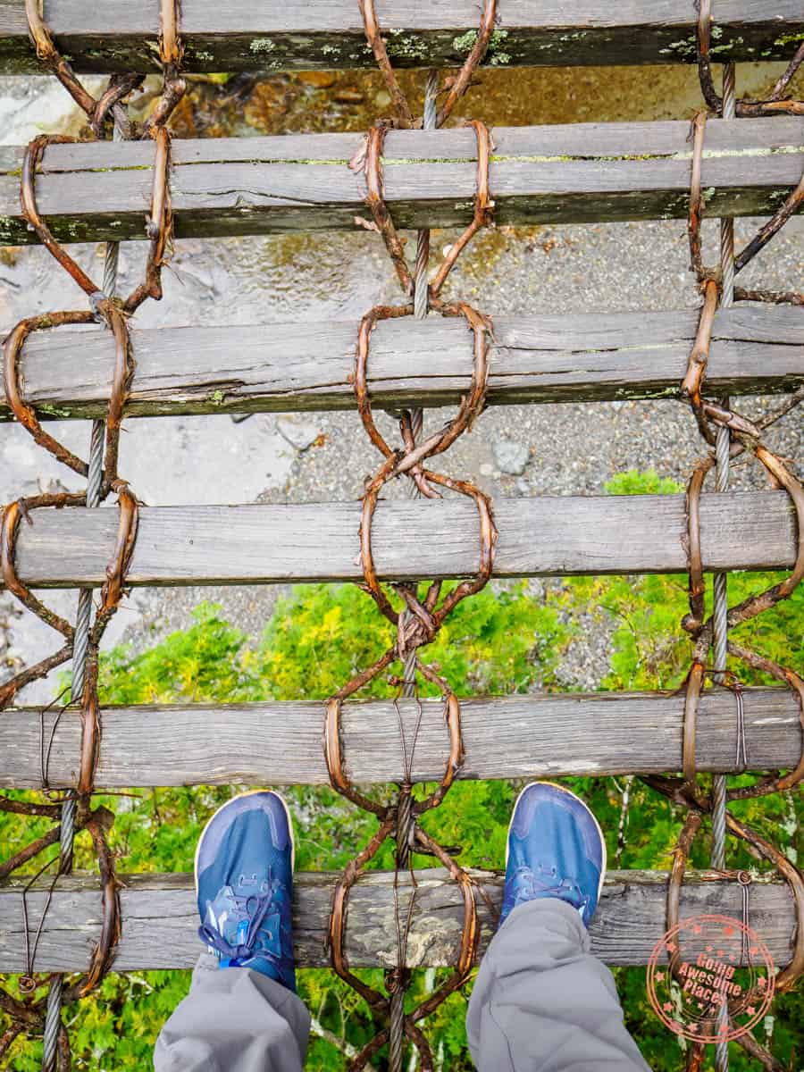 oku iya double vine  bridge wide planks looking down