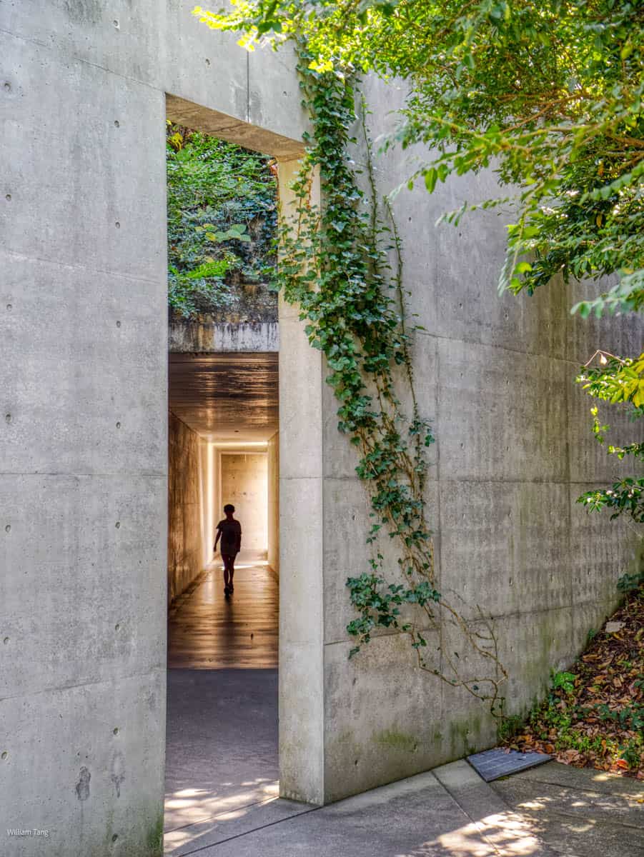 tunnel towrads square courtyard at chichu art museum