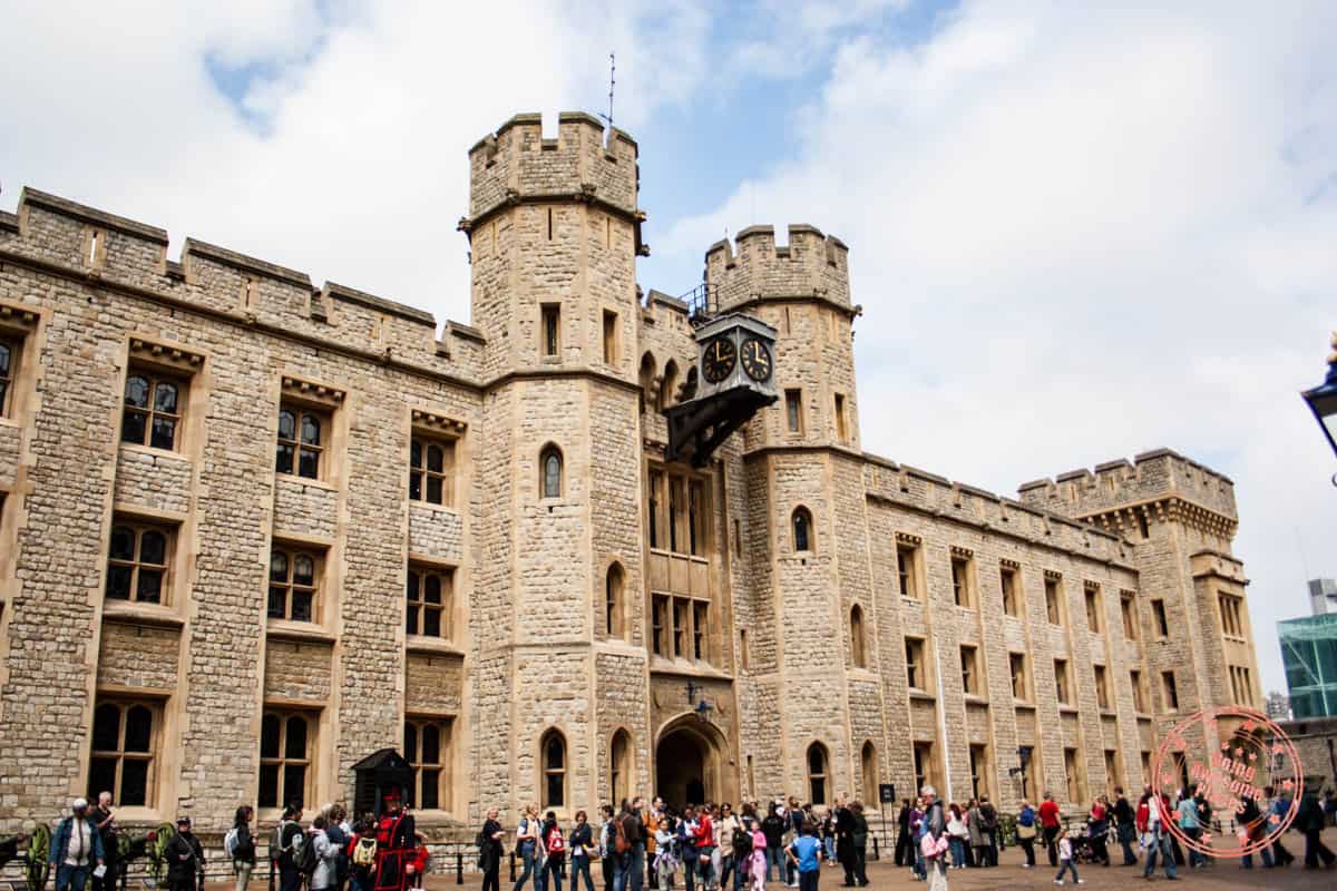 tourists outside a busy tower of london