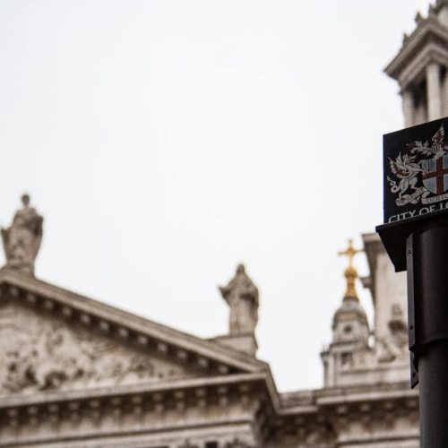 sign in front of london building
