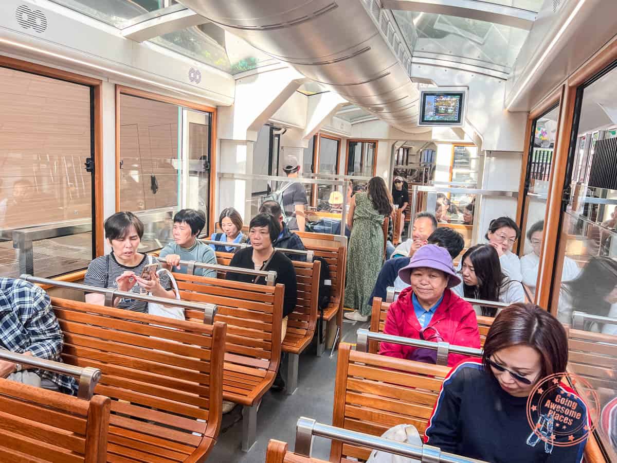 interior of new peak tram in hong kong