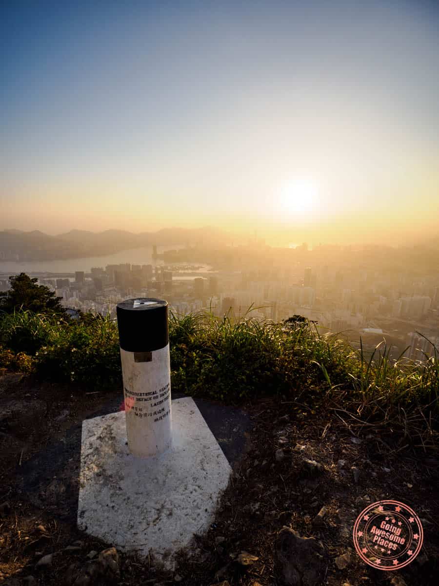 kowloon peak trigonometrical station at sunset