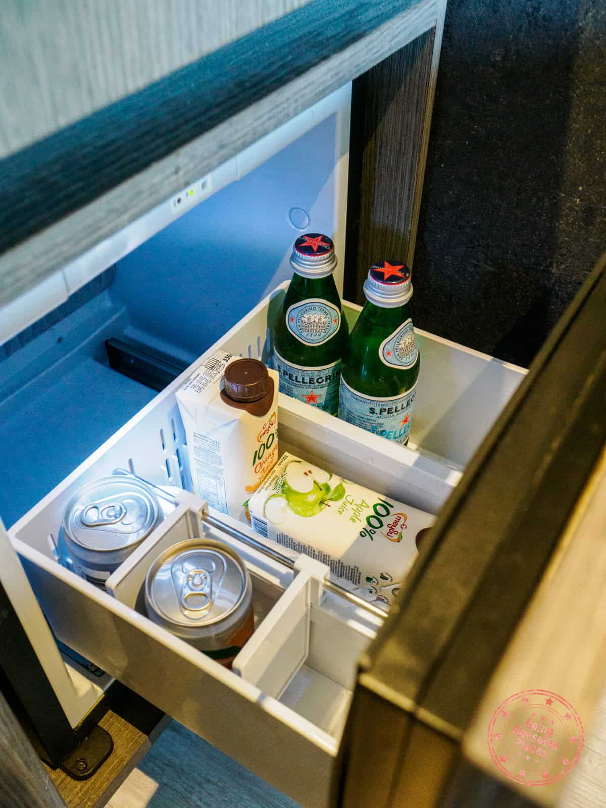 page148 complimentary drinks in mini fridge