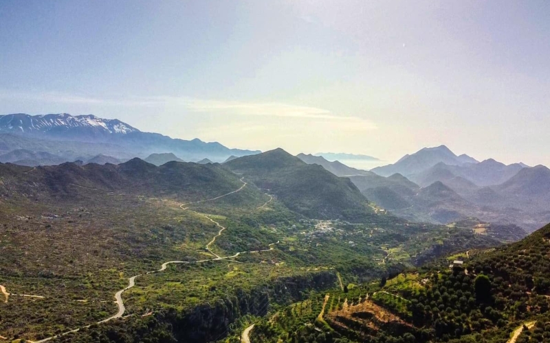 green flowing hills and mountain ranges of crete