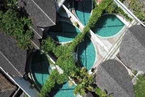 sini vie villa seminyak aerial view of private pools with villas