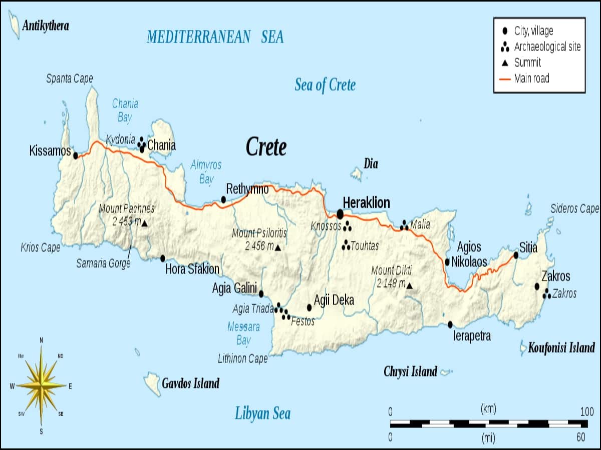 descriptive map of crete