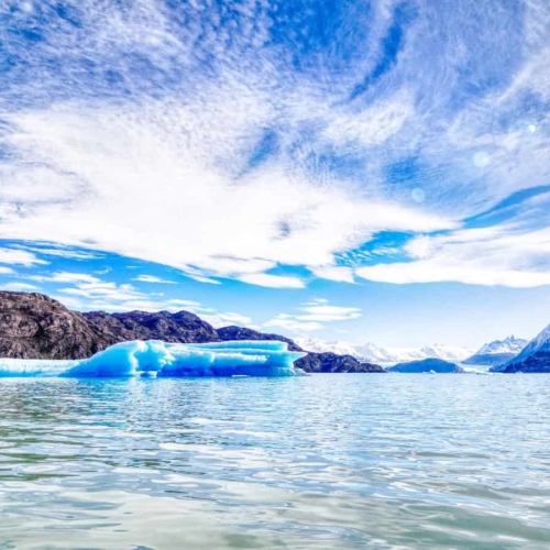 icebergs on lake in patagonia